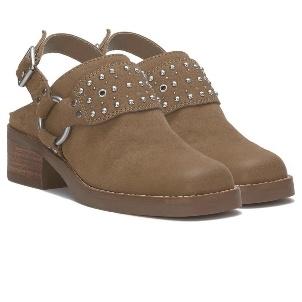 Lucky Brand Shoes Kalv Dark Natural Leather Studded Buckle  9.5